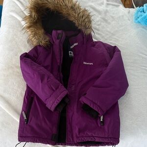 Hiheart Purple Kids Winter Coat with Faux Fur Hood size 8-9